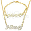 Oro Laminado Necklace and Bracelet, Gold Filled Style Polished, Golden Finish, 06.63.0244