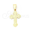 Oro Laminado Religious Pendant, Gold Filled Style Cross Design, Polished, Golden Finish, 05.02.0065