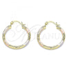 Oro Laminado Medium Hoop, Gold Filled Style Diamond Cutting Finish, Tricolor, 02.213.0151.1.30