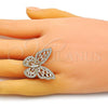Oro Laminado Multi Stone Ring, Gold Filled Style Butterfly Design, with White Cubic Zirconia, Polished, Golden Finish, 01.283.0030.09