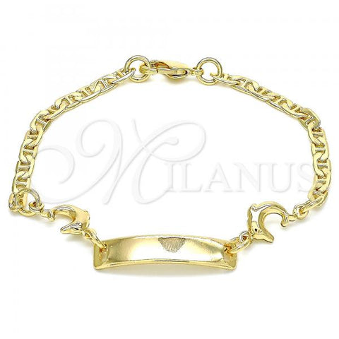 Oro Laminado ID Bracelet, Gold Filled Style Dolphin Design, Polished, Golden Finish, 03.63.2142.06