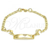 Oro Laminado ID Bracelet, Gold Filled Style Dolphin Design, Polished, Golden Finish, 03.63.2142.06