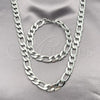 Stainless Steel Necklace and Bracelet, Figaro Design, Polished, Steel Finish, 06.116.0030