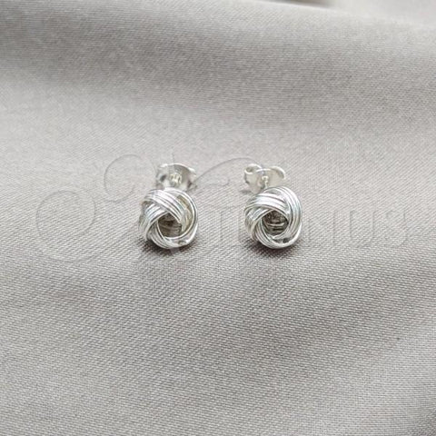 Sterling Silver Stud Earring, Love Knot Design, Polished, Silver Finish, 02.409.0035