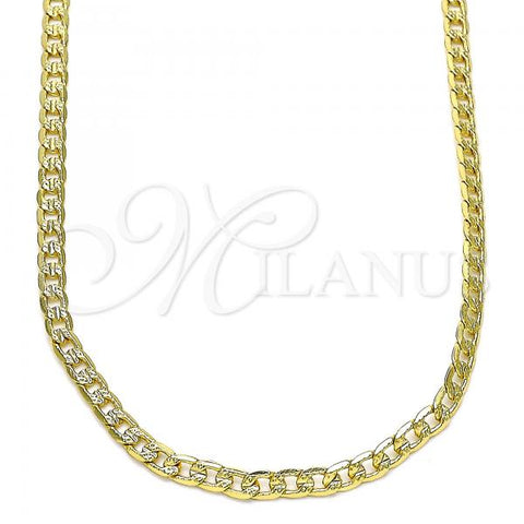 Oro Laminado Basic Necklace, Gold Filled Style Curb Design, Polished, Golden Finish, 04.213.0147.16