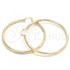 Oro Laminado Extra Large Hoop, Gold Filled Style Hollow Design, Diamond Cutting Finish, Tricolor, 02.170.0262.1.70