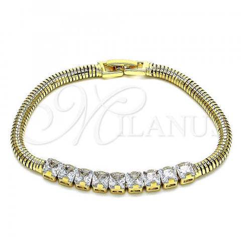 Oro Laminado Fancy Bracelet, Gold Filled Style with White Cubic Zirconia, Polished, Golden Finish, 03.283.0082.07