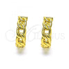 Oro Laminado Huggie Hoop, Gold Filled Style Curb Design, Polished, Golden Finish, 02.195.0159.14