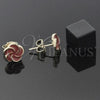 Oro Laminado Stud Earring, Gold Filled Style Flower Design, Red Enamel Finish, Golden Finish, 02.64.0340 *PROMO*