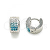 Stainless Steel Huggie Hoop, with Aqua Blue and White Crystal, Polished, Steel Finish, 02.230.0048.4.10
