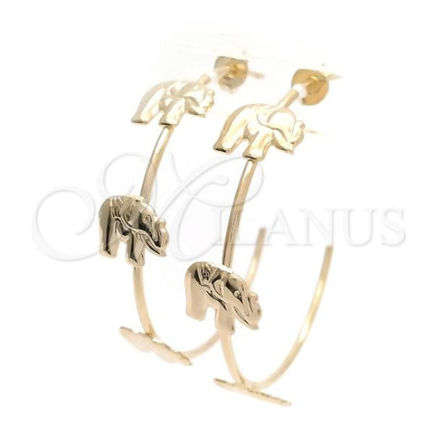Oro Laminado Medium Hoop, Gold Filled Style Elephant Design, Polished, Golden Finish, 02.58.0056.40