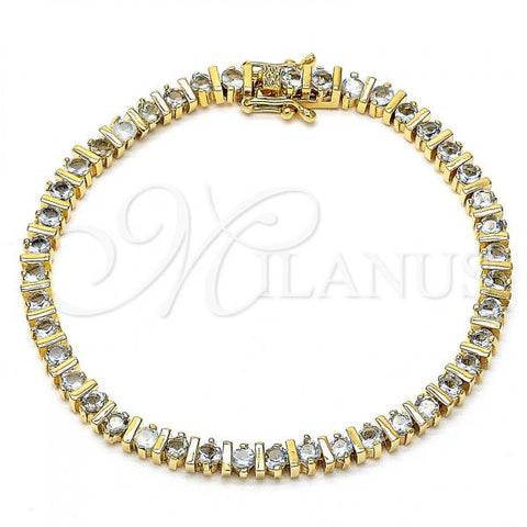 Oro Laminado Tennis Bracelet, Gold Filled Style with White Cubic Zirconia, Polished, Golden Finish, 03.60.0146