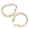 Oro Laminado Small Hoop, Gold Filled Style Diamond Cutting Finish, Tricolor, 02.213.0155.1.25