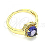 Oro Laminado Multi Stone Ring, Gold Filled Style with Amethyst Cubic Zirconia, Polished, Golden Finish, 01.284.0040.1.08