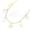 Sterling Silver Pendant Necklace, Star Design, Polished, Golden Finish, 04.336.0184.2.16