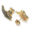 Oro Laminado Stud Earring, Gold Filled Style Swan Design, with Multicolor Micro Pave, Polished, Golden Finish, 02.26.0290.3