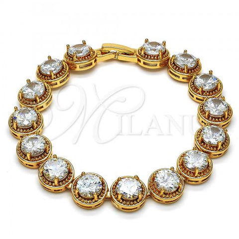 Oro Laminado Tennis Bracelet, Gold Filled Style with White Cubic Zirconia, Polished, Golden Finish, 03.266.0001.07
