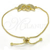 Oro Laminado Adjustable Bolo Bracelet, Gold Filled Style Swan Design, with Garnet and White Cubic Zirconia, Polished, Golden Finish, 03.316.0033.10