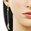 Oro Laminado Long Earring, Gold Filled Style Shoes Design, with Cubic Zirconia, Golden Finish, 5.099.001