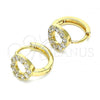 Oro Laminado Huggie Hoop, Gold Filled Style with White Cubic Zirconia, Polished, Golden Finish, 02.210.0646.15