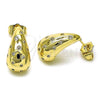 Oro Laminado Stud Earring, Gold Filled Style Chunky Design, with White Cubic Zirconia, Polished, Golden Finish, 02.283.0143