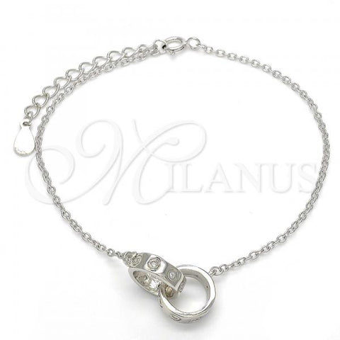 Sterling Silver Fancy Bracelet, with White Cubic Zirconia, Polished, Rhodium Finish, 03.336.0022.07