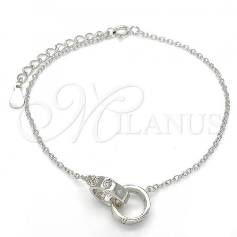 Sterling Silver Fancy Bracelet, with White Cubic Zirconia, Polished, Rhodium Finish, 03.336.0022.07