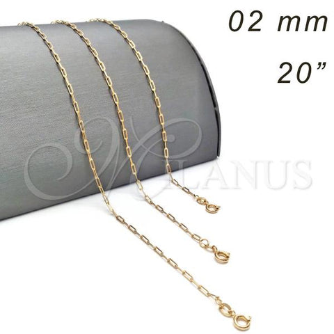Oro Laminado Basic Necklace, Gold Filled Style Paperclip Design, Polished, Golden Finish, 04.09.0190.20