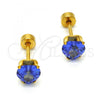 Stainless Steel Stud Earring, Heart Design, with Tanzanite Cubic Zirconia, Polished, Golden Finish, 02.271.0009.8