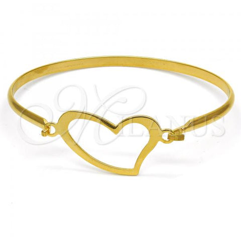 Stainless Steel Individual Bangle, Heart Design, Polished, Golden Finish, 07.110.0009.05 (04 MM Thickness, Size 5 - 2.50 Diameter)