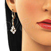 Oro Laminado Long Earring, Gold Filled Style with White Cubic Zirconia, Polished, Golden Finish, 02.213.0327