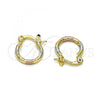 Oro Laminado Small Hoop, Gold Filled Style Diamond Cutting Finish, Tricolor, 02.96.0080.2.12