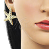 Oro Laminado Stud Earring, Gold Filled Style Star Design, Polished, Golden Finish, 02.282.0050