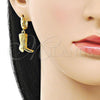Oro Laminado Dangle Earring, Gold Filled Style Shoes Design, Polished, Golden Finish, 02.341.0252