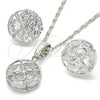 Rhodium Plated Earring and Pendant Adult Set, with White Cubic Zirconia, Polished, Rhodium Finish, 10.106.0002.1