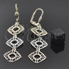 Oro Laminado Long Earring, Gold Filled Style Filigree Design, Diamond Cutting Finish, Tricolor, 5.088.001