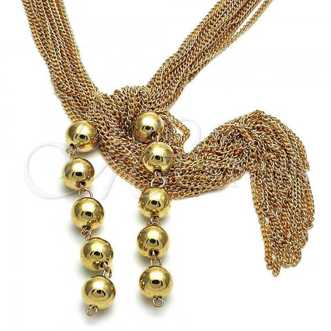 Oro Laminado Fancy Necklace, Gold Filled Style Ball Design, Polished, Golden Finish, 04.321.0030.32