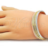 Oro Laminado Individual Bangle, Gold Filled Style Diamond Cutting Finish, Tricolor, 07.170.0069