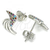 Rhodium Plated Stud Earring, with Multicolor Micro Pave, Polished, Rhodium Finish, 02.233.0014.1