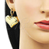 Oro Laminado Dangle Earring, Gold Filled Style Chunky and Hollow Design, Polished, Golden Finish, 02.341.0214