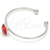 Rhodium Plated Individual Bangle, with Padparadscha Swarovski Crystals, Polished, Rhodium Finish, 07.239.0010 (02 MM Thickness, One size fits all)