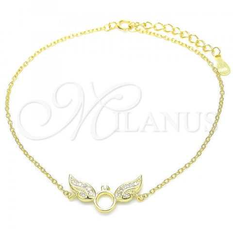 Sterling Silver Fancy Bracelet, with White Micro Pave, Polished, Golden Finish, 03.336.0065.2.08