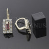 Oro Laminado Leverback Earring, Gold Filled Style with White and Garnet Cubic Zirconia, Polished, Golden Finish, 5.125.023