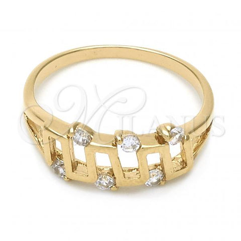 Oro Laminado Multi Stone Ring, Gold Filled Style with White Cubic Zirconia, Polished, Golden Finish, 01.63.0141.06 (Size 6)