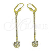 Oro Laminado Long Earring, Gold Filled Style Star Design, with Cubic Zirconia, Golden Finish, 5.104.018