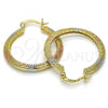 Oro Laminado Medium Hoop, Gold Filled Style Greek Key Design, Polished, Tricolor, 02.102.0040.30