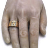 Oro Laminado Mens Ring, Gold Filled Style Crucifix Design, with White Cubic Zirconia, Polished, Golden Finish, 01.283.0001.12 (Size 12)