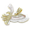 Oro Laminado Fancy Pendant, Gold Filled Style Eagle Design, Polished, Tricolor, 05.351.0119