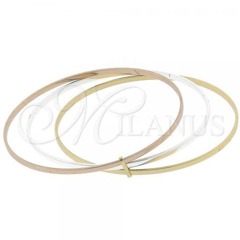 Oro Laminado Trio Bangle, Gold Filled Style Polished, Tricolor, 07.63.0162.05 (06 MM Thickness, Size 5 - 2.50 Diameter)