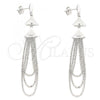 Sterling Silver Long Earring, Polished, Rhodium Finish, 02.186.0200